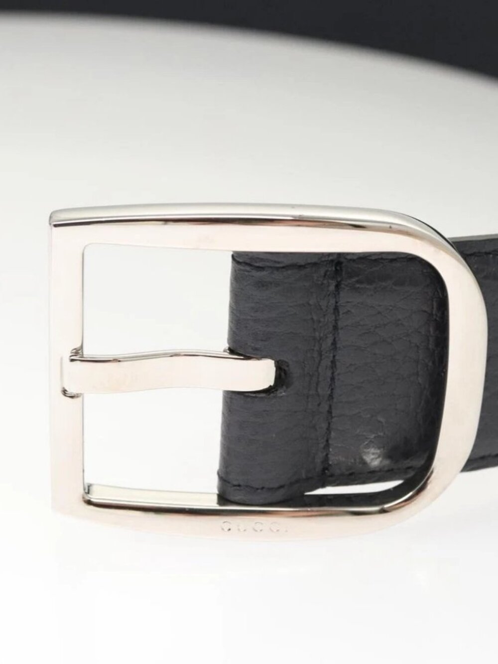 GUCCI Belt Leather Outlet 38.2" Navy Silver 449716 Auth 123067 - Picture 8 of 11